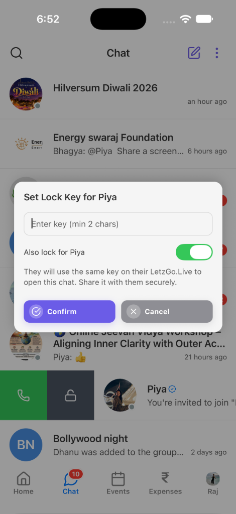🔒 Secret Chat & Master Key
